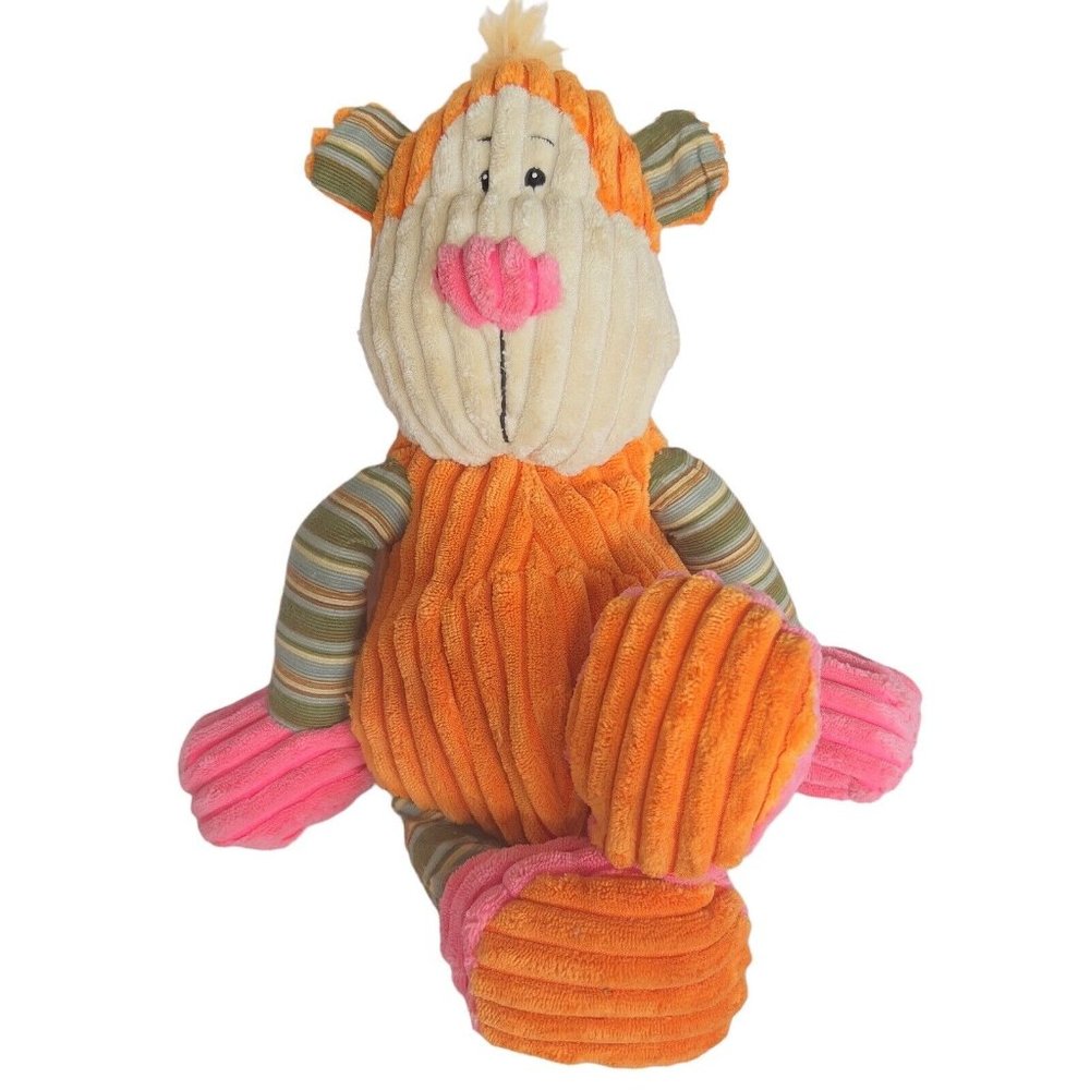 Fiesta 15” Colorful Corduroy Ribbed Monkey Plush stuffed Toy Well Loved See Pics